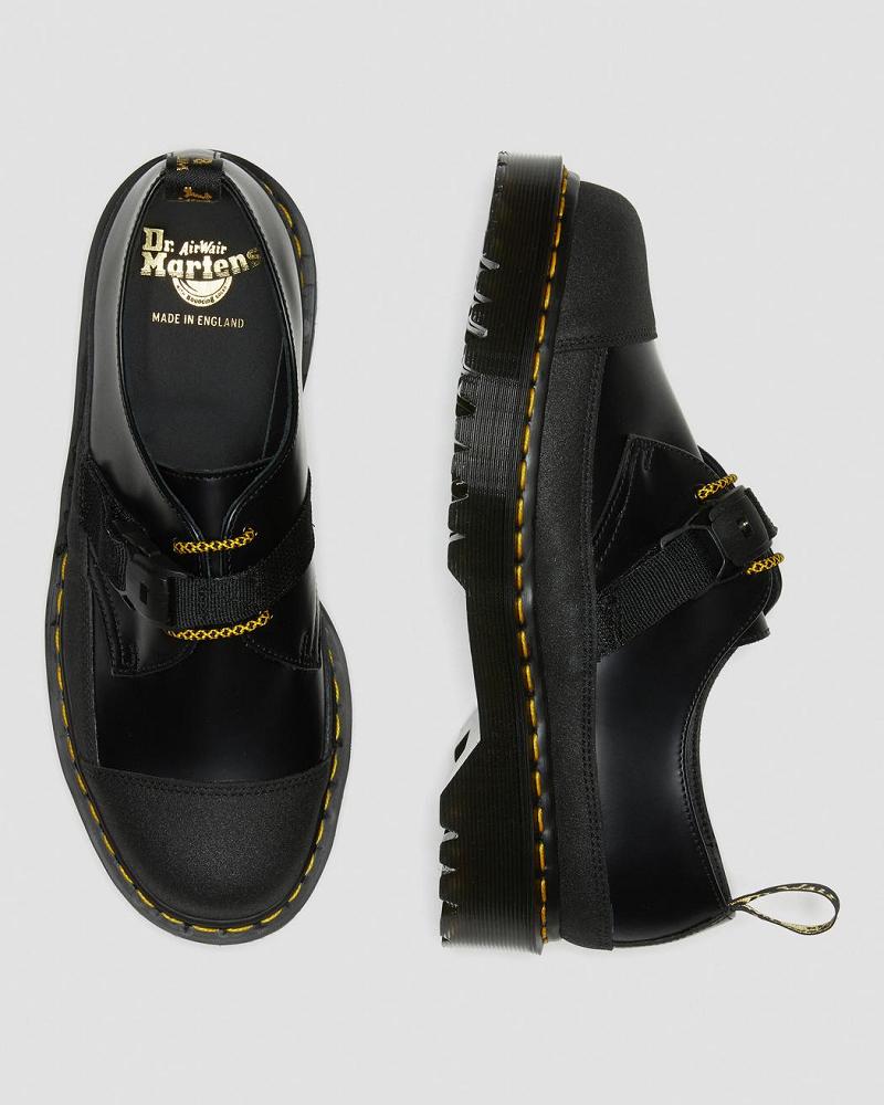 Black Women's Dr Martens 1461 Made In England Bex Tech Smooth Leather Oxfords Shoes | CA 352NWY